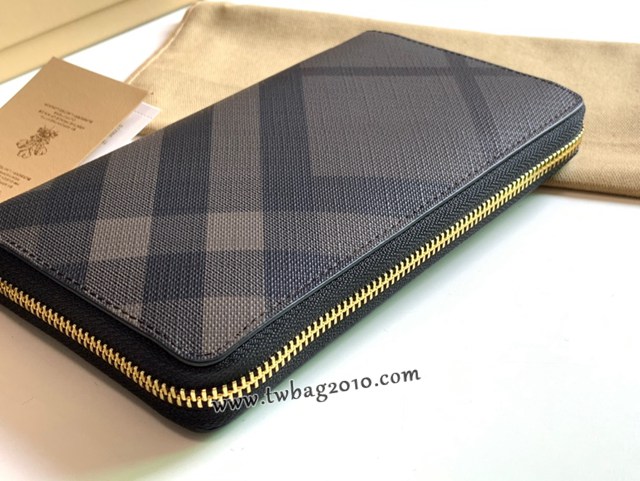 Burberry專門店新款煙熏格子男女長錢包 巴寶莉官方新配色小號拉鏈錢包 yxb1342